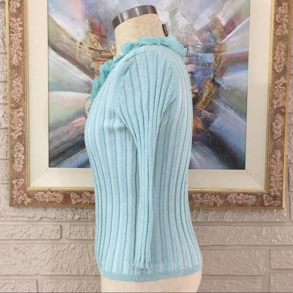 Sandra King Lifestyle Sequins Ruffle Neckline Top - Picture 6 of 11